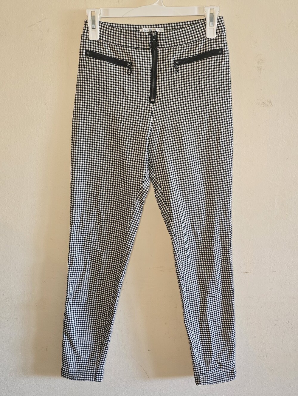 Urban Outfitters Susie Gingham High Rise Zip Front Crop Pants Women's Size 2